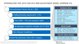 Changes to CMS HCC Risk Adjustment Model for PY‘19