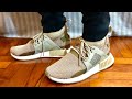 Adidas Originals NMD XR1 Winter, Raw Gold CQ3073 on feet and Up Close