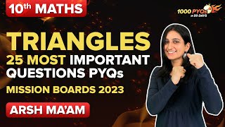 25 Most Important Previous Year Questions on Triangles Class 10 Maths for CBSE Board Exams 2023