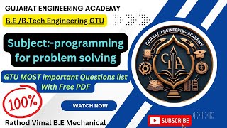 Subject name:-Programming for Problem Solving GTU Most 💯 Important Questions List 💯✅ B.Tech Eng#gtu