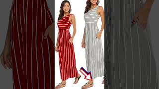 Hount Women's Summer Sleeveless Striped Flowy Casual Long Maxi Dress with Pockets