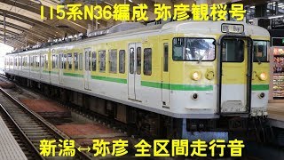 [全区間走行音]115系N36編成 弥彦観桜号 往復走行音 普段は入線しない路線も走行！