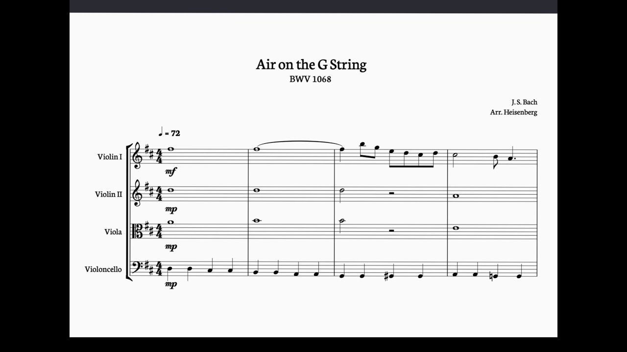 String Quartet Air On The G String Play Along With Sheet Music