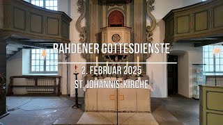 Rahdener Gottesdienste: 2. Februar, Gottesdienst mit Abendmahl in der St. Johannis-Kirche