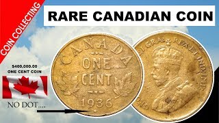 1936 Canada 1 Cent Coin Rare Canadian Coin - Not the Dot but still -