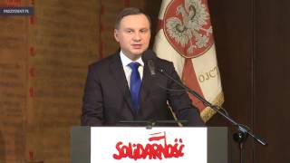 Prezydent RP Andrzej Duda na obchodach 36. rocznicy podpisania Porozumień Sierpniowych