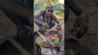 Breakfast time, Hadzabe old man cooks traditional organic Soup 🍲😋‼️#villagelife #food