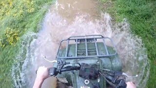 Kawasaki Bayou 250 Mudding! Got Soaked!