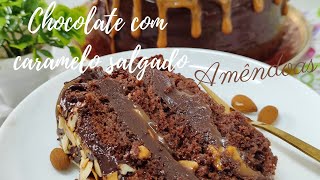 CHOCOLATE CAKE WITH SALTED CARAMEL, CHOCOLATE AND ALMONDS / FLUFFY AND WET / DELICIOUS