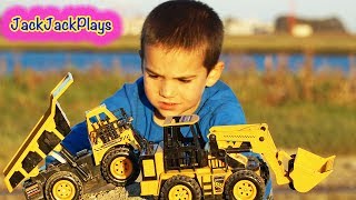 Construction Trucks for Kids: Playing with RC Dump Truck + Front Loader Toys
