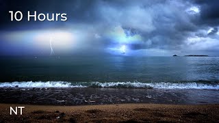 Tropical Ocean Thunderstorm | Lightning Stormy Weather , Rolling Thunder & Rain Sounds for Sleep