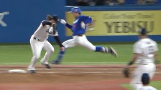 普通のファーストゴロが内野安打になる岡林の俊足！リプレー検証の結果もセーフ！ (2023/08/18)