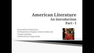 An Introduction to American Literature part - I
