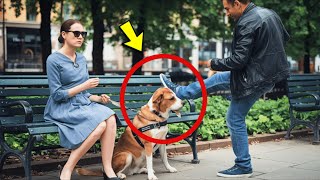 The biker kicks the guide dog of a blind girl. In a second, incredible!