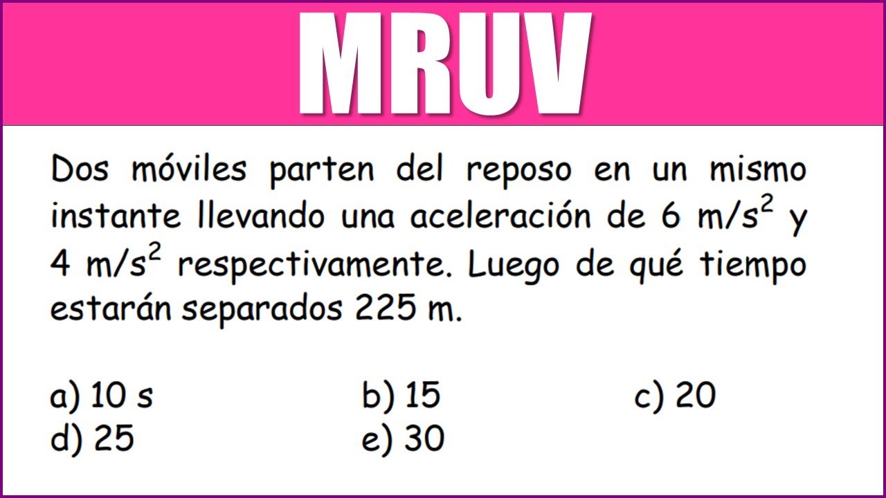 MRUV | Dos Móviles Parten Del Reposo En Un Mismo Instante Llevando Una ...