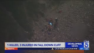 1 killed, 3 injured after falling off cliff