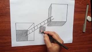 simple 3d optical illusion stair Hole |  how to draw 3d
