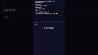 Small Game in just 8 lines Code! Using Python 🤯❤️ #python #shorts