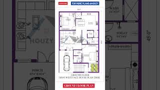 30x45 west facing house plan 2bhk #houzy #floorplan #2bhkhomes #2bhk #home #30x45 #vastuforhome