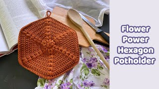 How to Crochet a Puff Stitch Hexagon Potholder  - Potholder #8 in PGCAL2023