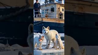 Rescuing Wolf Pups Trapped in Fishing Nets | A Tale of Humanity in the Arctic.#shorts #cuteanimals