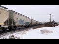 up chemung empties grain train w an sd70ace u0026 ah @ woodstock il 1 10 2025