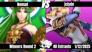 RVA Smash 160 | Nomad (Palutena) vs jclyde (Sheik) | Winners Round 2 | 40 Entrants | SSBU