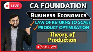 Law of Returns to Scale | Product Optimisation | Theory of Production CA Foundation Economics |