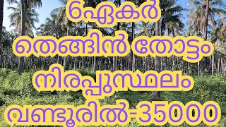 സുന്ദരമായ 6ഏകർ നിരപ്പ് തെങ്ങിൻതോട്ടം മലപ്പുറം ജില്ലയിൽ