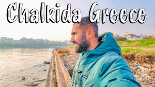 Chalkida Greece, an early morning walking tour 4k, Chalcis Greece