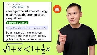 I don't get the intuition of using mean value theorem to prove inequalities. Reddit r/calculus