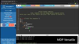 How to create Calculating Upper Case And Lower Case Letters in Python Language - MDP Versatile