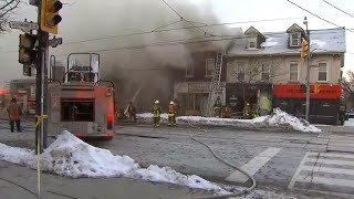 Raw: Crews battle 5-alarm fire at Bathurst and Richmond