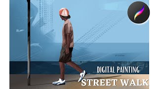 New illustration on My ipad l Street walk l procreate l #shorts #procreateart #digitalart