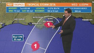 Tuesday 4 am Tropical Update: Zeta weakens to tropical storm, expected to strengthen again
