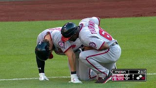 WSH@STL: Harper hobbles with an injury, stays in