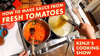 Quick Sauce from Fresh Tomatoes (Make it While the Pasta Cooks) | Kenji's Cookin