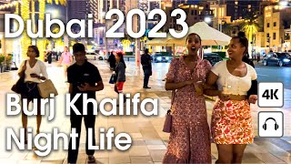 Dubai 🇦🇪 Burj Khalifa, Night Life, Beautiful 3D Led Show [ 4K ]  Walking Tour