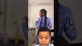 Lil baby's son stopping his mum from shaking her booty to the world.