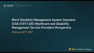Work Disability Management System Standard: The Role of Healthcare and Disability Management Service