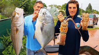 The MOST MASSIVE School Of Permit I've EVER SEEN | Lobster Permit Amberjack Catch and Cook!