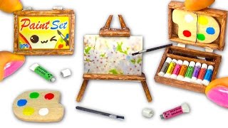 Miniature DIY Paint Set (paintings, easel, palette, acrylic colors) - Art Supplies - YolandaMeow♡