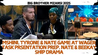 MSHINI, TYRONE \u0026 NATE GAME AT WAGER TASK PRSENTATION PREP #bbmzansi2025 #natebbmzansi #bbmzansi