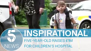 Double-amputee Tony Hudgell, 5, completes 10km fundraising walk | 5 News