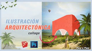 🔴🎨 RENDER COLLAGE ARQUITECTURA PHOTOSHOP 🎨 ILUSTRACIÓN DIGITAL ARQUITECTONICA  [FACIL]👍