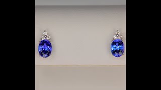 14K White Gold Oval Tanzanite and Diamond Studs 2.28 Carats