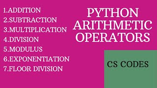 Arithmetic Operators in Python Program|Python Arithmetic operations on two variables.