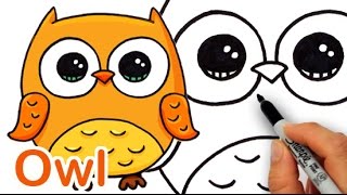 How to Draw a Cute Cartoon Owl Easy step by step