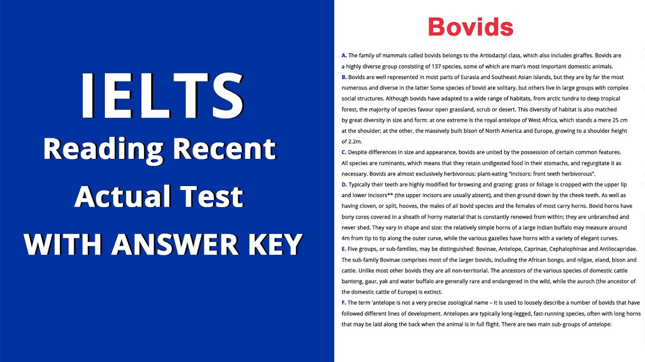 IELTS Reading Practice Test With Answers | Bovids - IELTS Reading ...