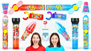 RED VS BLUE COLOR CHALLENGE || Last To STOP Eating Wins! Candy Mukbang By 123 GO! CHALLENGE